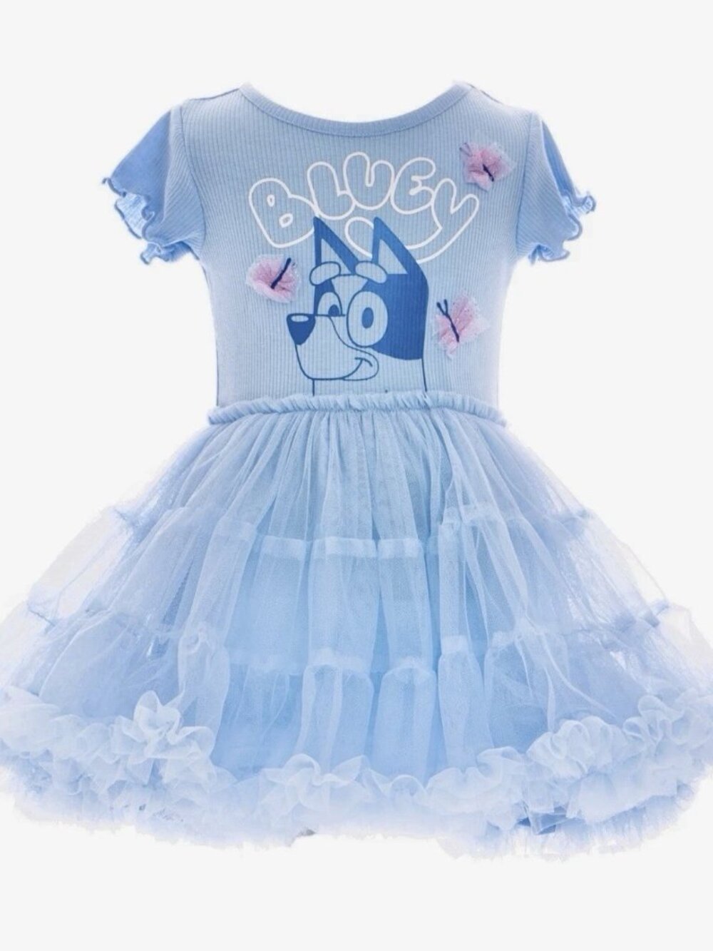 Bluey Tutu Dress Girls Size 6 6X Blue Character Butterfly Tulle Dres